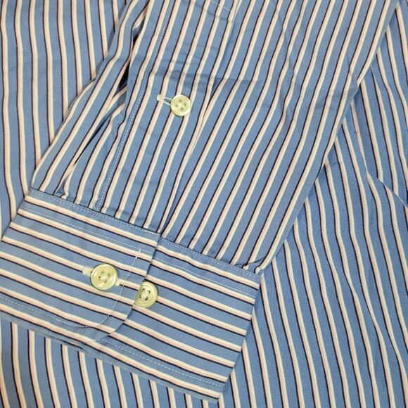 Vtg 90's Polo Ralph Lauren Mens Button Down Shirt Classi Fit Size M Blue Striped - Picture 4 of 9